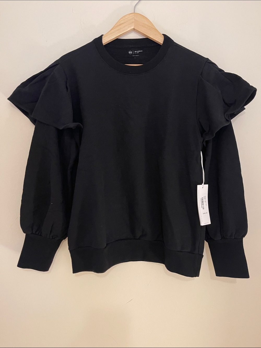 AG Los Angeles Black Ruffle Shoulder Women's Sweatshirt size L